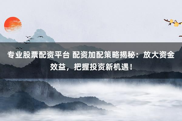 专业股票配资平台 配资加配策略揭秘：放大资金效益，把握投资新机遇！