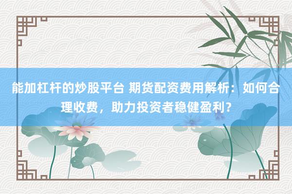 能加杠杆的炒股平台 期货配资费用解析：如何合理收费，助力投资者稳健盈利？