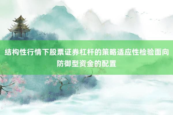 结构性行情下股票证券杠杆的策略适应性检验面向防御型资金的配置