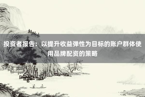 投资者报告：以提升收益弹性为目标的账户群体使用品牌配资的策略