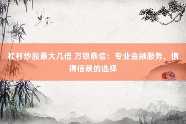 杠杆炒股最大几倍 万银鼎信：专业金融服务，值得信赖的选择