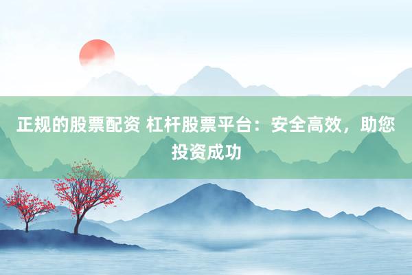 正规的股票配资 杠杆股票平台：安全高效，助您投资成功